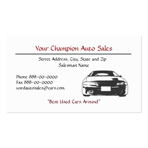Used Car Dealer Business Card (front side)