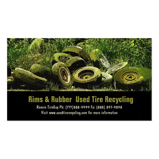 Used Tires Recycling Dump or Depot Center Business Card Template (front side)