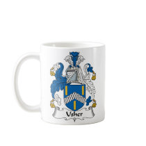 Usher Family Crest mugs by coatsofarms Usher Family Crest mugs