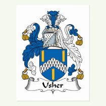 Usher Family Crest Postcard