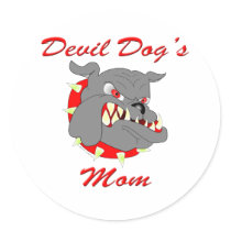 USMC Devil Dog's Mom Round Stickers