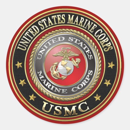 USMC Emblem [Special Edition] [3D] Classic Round Sticker Zazzle