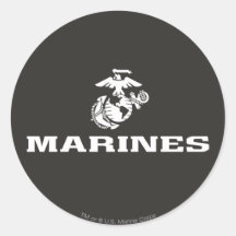 USMC Logo Stacked - White Round Stickers