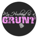 USMC My Husband is a Grunt 0341 Round Stickers