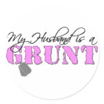 USMC My Husband is a Grunt Round Sticker