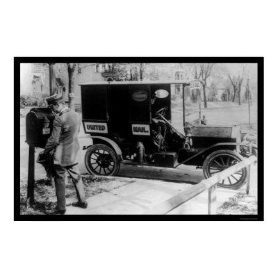 USPS Mailman and Truck 1919 Print by lc_vintagephotos