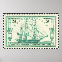USS Constitution 150th Anniversary Stamp 1947 Larg Print