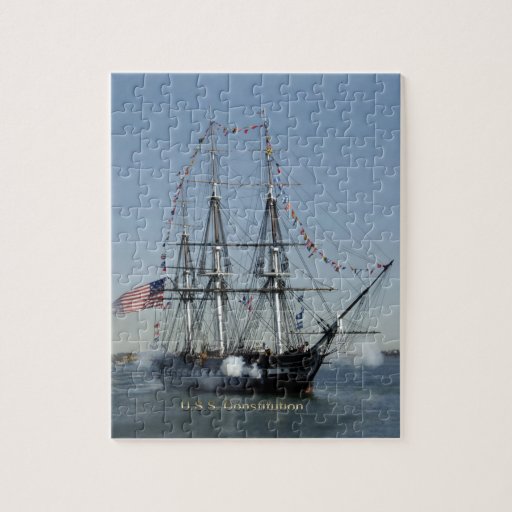 USS Constitution Firing Cannons Jigsaw Puzzle Zazzle