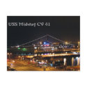 USS Midway at night postcards