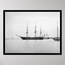 USS Sabine in Hampton Roads, VA 1864 Poster