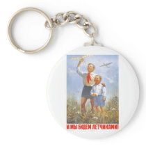 USSR CCCP Cold War Soviet Union Propaganda Posters Keychain