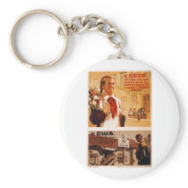 USSR CCCP Cold War Soviet Union Propaganda Posters Keychains
