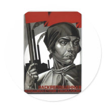 USSR CCCP Cold War Soviet Union Propaganda Posters Round Stickers