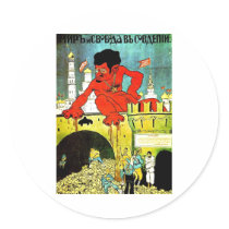 USSR CCCP Cold War Soviet Union Propaganda Posters Round Stickers