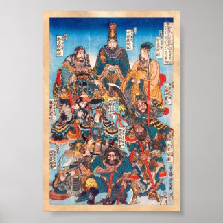 Utagawa Kuniyoshi Legendary Suikoden heroes Poster