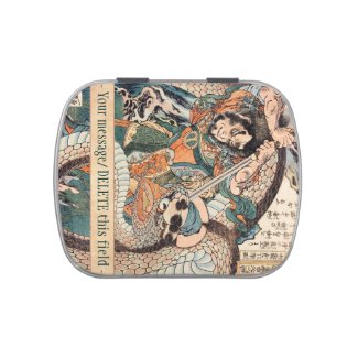 Utagawa Kuniyoshi suikoden hero fighting snake art Jelly Belly Tin