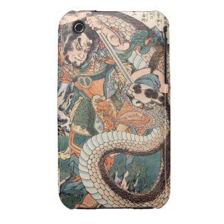 Utagawa Kuniyoshi suikoden hero fighting snake art iPhone 3 Case-Mate Case
