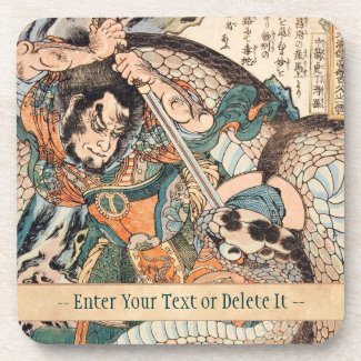 Utagawa Kuniyoshi suikoden hero fighting snake art Beverage Coaster