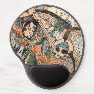 Utagawa Kuniyoshi suikoden hero fighting snake art Gel Mousepads