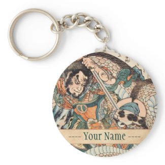 Utagawa Kuniyoshi suikoden hero fighting snake art Keychain