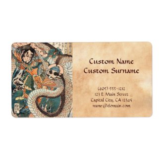 Utagawa Kuniyoshi suikoden hero fighting snake art Custom Shipping Labels