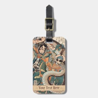 Utagawa Kuniyoshi suikoden hero fighting snake art Luggage Tags
