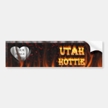 Utah Hottie fire and red marble heart. Bumper Sticker