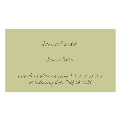 Utensil Culinary Chef Business Cards (back side)