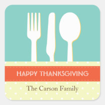 Utensil place setting orange blue thanksgiving stickers