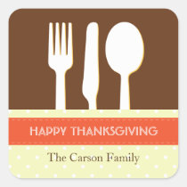 Utensil place setting orange brown thanksgiving stickers