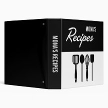 Utensils Recipe (Black & White) 3 Ring Binders