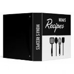 Utensils Recipe (Black & White) 3 Ring Binders