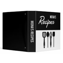 Utensils Recipe (Black & White) 3 Ring Binders