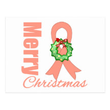 Uterine Cancer Awareness Merry Christmas Ribbon Postcard