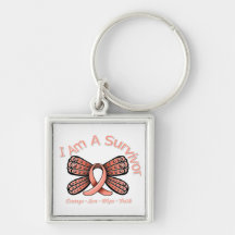 Uterine Cancer Butterfly I Am A Survivor Keychain