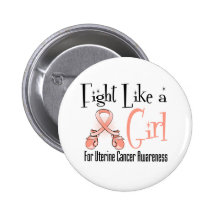 Uterine Cancer Cool Retro Fight Like a Girl Pin