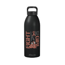Uterine Cancer Fight Like a Girl Grunge Slogan Reusable Water Bottle