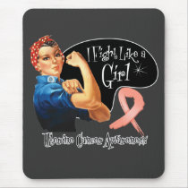 Uterine Cancer Fight Like a Girl Rosie The Riveter Mousepad