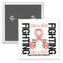Uterine Cancer FIGHTING Like a Girl Pinback Buttons