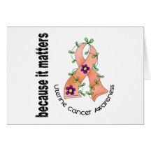 Uterine Cancer Flower Ribbon 3 Greeting Cards