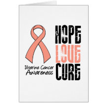 Uterine Cancer Hope Love Cure Ribbon Greeting Card