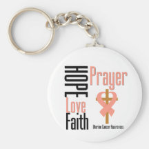 Uterine Cancer Hope Love Faith Prayer Cross Keychains