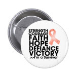 Uterine Cancer Hope Strength Victory Button