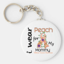 Uterine Cancer I Wear Peach For My Mommy 43 Keychains