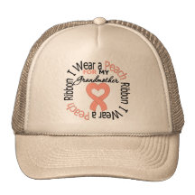 Uterine Cancer I Wear Peach Ribbon For Grandmother Mesh Hats
