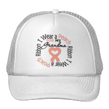 Uterine Cancer I Wear Peach Ribbon For My Grandma Hats