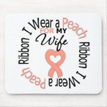 Uterine Cancer I Wear Peach Ribbon For My Wife Mouse Mat