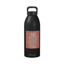 Uterine Cancer Keep Calm and Fight Like a Girl Water Bottle