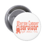 Uterine Cancer Survivor Flower Ribbon Pinback Buttons