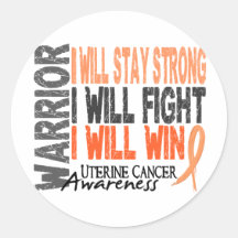 Uterine Cancer Warrior Round Sticker